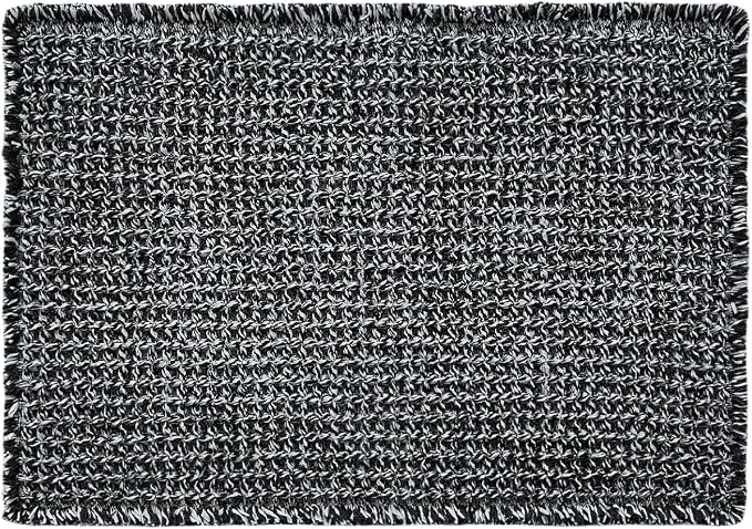TYUU Waffle Bath Mat, Boho Bathroom Rugs Non Slip, 48x24 Black & White | Super Absorbent Quick Dry Bath Rug, Non-Slip Backing, Soft Waffle Washable Farmhouse Bathroom Mats, Tub, Shower & Home Decor
