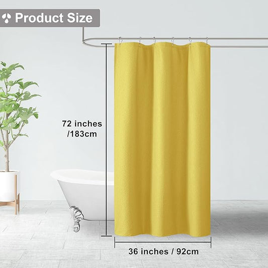 OVZME Small Stall Shower Curtain - Embossed Textured Bathroom Curtain, 36 x 72 Shower Curtain for RV Camper, Machine Washable Water Resistance, Lemon Yellow