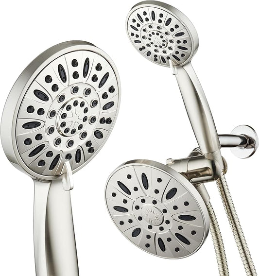 AquaDance 6" Premium High Pressure 3-way Rain & Handheld Shower Head Combo | Enjoy Luxury 6-inch Showerhead & 6-mode Hand Shower Separately or Together! Premium Stainless Steel Hose - Nickel