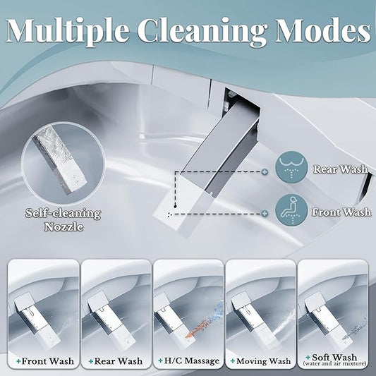 Smart Toilet with Bidet Built In, One Piece Elongated Toilet with Tank, Pump-Assisted Flush, Heated Seat, Warm Water Wash & Air Dryer, Foot Sensor Flush, LED Display