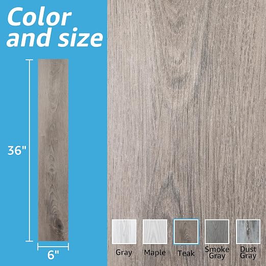 Art3d Wood Textured Peel and Stick Vinyl Floor Tiles, 40-Pack, Teak | Rigid Surface, Waterproof, Fire-Proof, Self-Adhesive, Easy to Clean, Cover 60 sq.ft, Ideal for Bedroom, Living Room, Kitchen