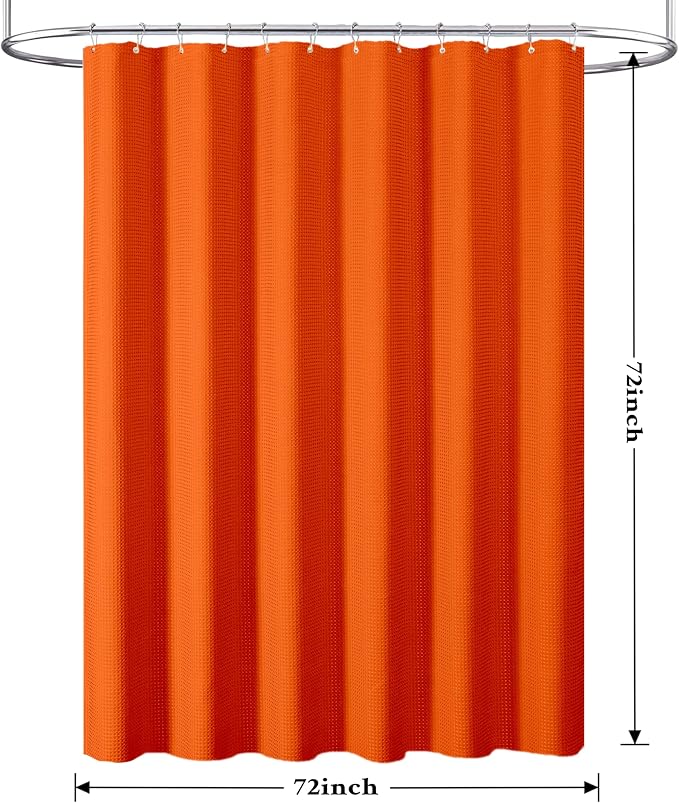 Tititex Solid Burnt Ochre Orange Cloth Fabric Shower Curtain Liner with 2 Magnets - Texture Soft Hotel Quality Shower Liner, Light-Weight & Machine Washable 72x72 inch