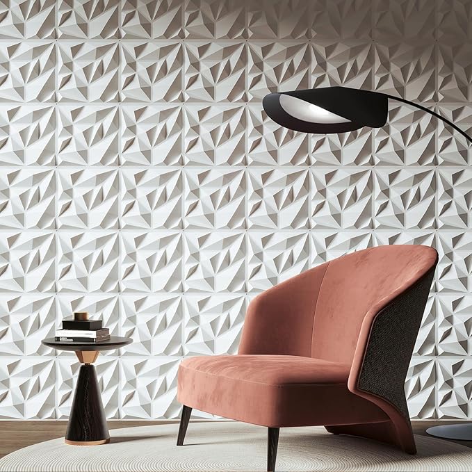 Art3d 100 Pack Decorative 3D Wall Panels, 97 Sq.Feet PVC Interior Wall DΓ©cor, 11.8"x11.8", White