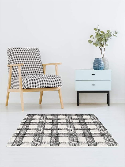 FloorPops FPF3751 Sawyer Plaid Interlocking Floor Tiles, Black