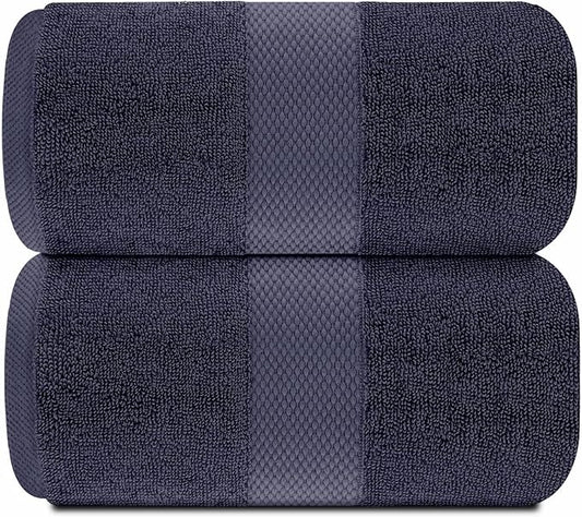 White Classic Luxury Soft Navy Bath Sheet Towels - 650 GSM Cotton Luxury Bath Towels Extra Large 35x70 | Highly Absorbent and Quick Dry | Hotel Collection Extra Large Bath Towels Oversized, 2 Pack