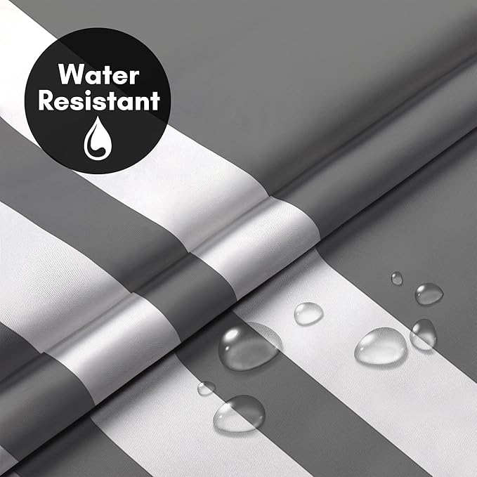 Americanflat 72x75 Hookless Shower Curtain - Water-Resistant Striped Shower Curtain with Sheer Panel, Snap-in Liner, and Durable Grommets - 100% Polyester - Grey and White