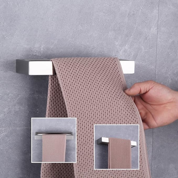 GERZWY Bath Towel Holder SUS304 Stainless Steel Towel Hanger Towel Ring for Bathroom Lavatory Wall Mount Contemporary Style, Brushed Finish HG1706-LS