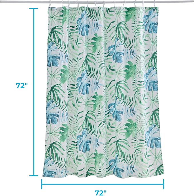 Linenspa Green Leaf Shower Curtain Water Resistant, Machine Washable, Polyester Dorm Room Essentials