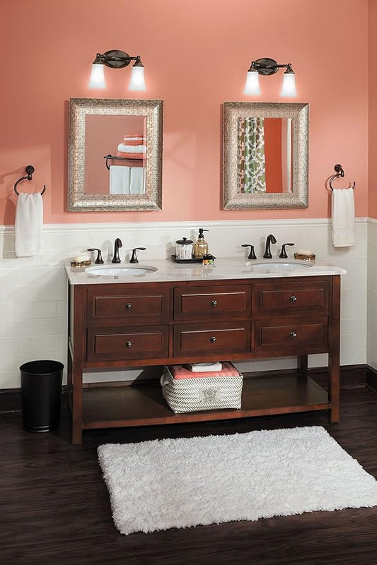 Moen YB2862ORB Eva 2-Light Dual-Mount Bath Bathroom Vanity Fixture with Frosted Glass, Oil Rubbed Bronze