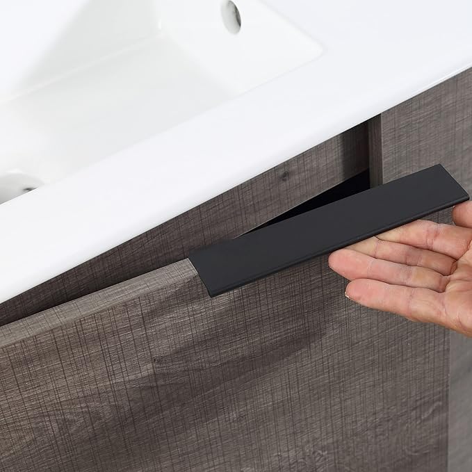 Malwee 22" Floating Bathroom Vanity with Sink, 22 Inch Wall Mounted Bathroom Cabinet Single Sink Combo, with 1 Soft Close Door and White Ceramic Basin Top for Small Space, Space-Saving Design (002PGO)