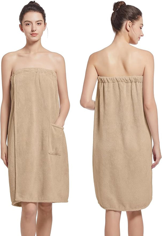 Women'S Soft Wrap Towel Full Length,Bath Robe After Shower Female Plush Long,Spa Bathrobes Lightweight With Pockets