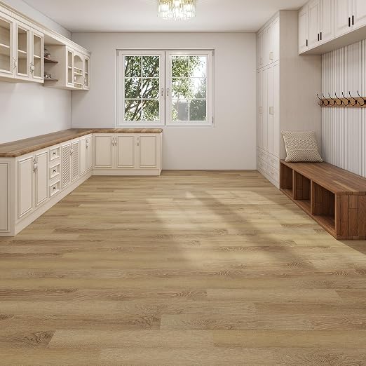 MULGREAT Peel and Stick Floor Tile, 54 Sq.Ft Waterproof Vinyl Flooring, 36 Pieces Wood-Look Self Adhesive Luxury Vinyl Plank Flooring for DIY Bathroom Laundry Bedroom RV Kitchen (Honey Oak)