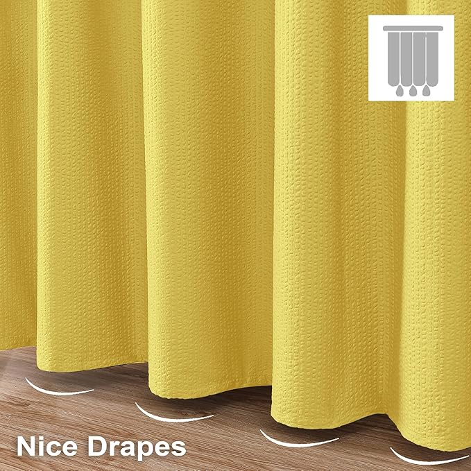 Berry Cute Shower Curtain, Embossed Textured Fabric Shower Curtain for Bathroom - Soft Cloth & Hotel Spa Luxury, Water Repellent, Machine Washable Shower Curtain, 72X72, Lemon Yellow