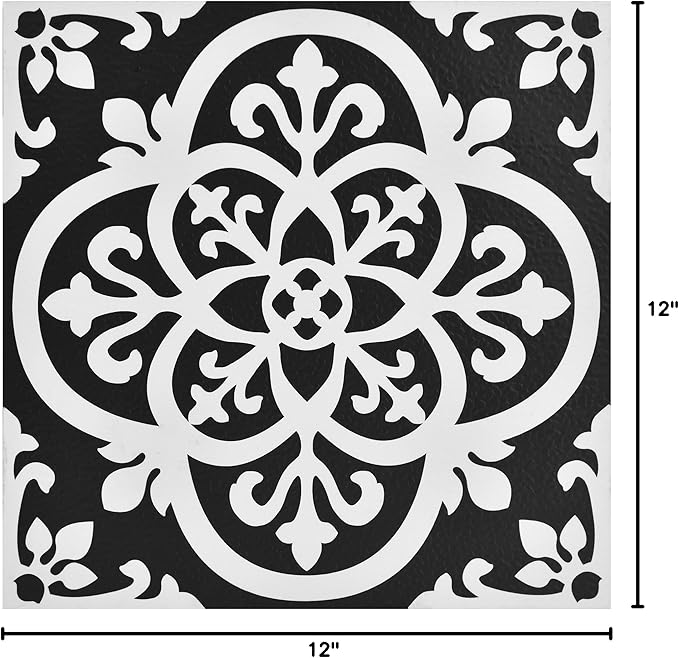 FloorPops Black Gothic Peel & Stick Floor Tiles, FP2475