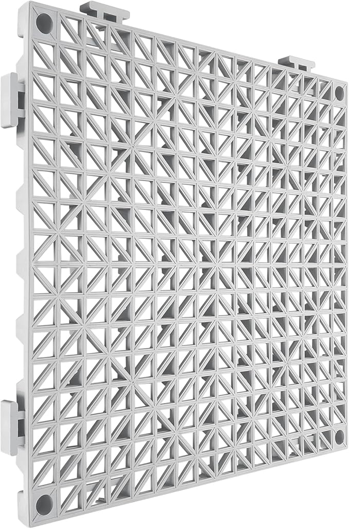 VEVOR Modular Interlocking Cushion, 50 Pack 12" x 12" Splicing Drainage Mats, Soft PVC Interlocking Drainage Floor Tiles, Non-Slip Drainage Holes for Restroom, Bathroom, Kitchen, Pool, Wet Areas, Gray | for Restroom Bathroom Kitchen Swimming Pools Wet ...
