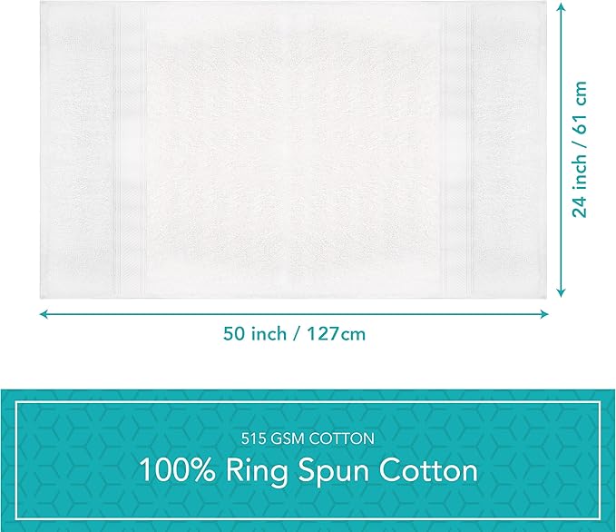 Pleasant Home Bath Towels Set of 6 (24” x 50”) 100% Cotton, White | 515 GSM | Lightweight, Soft & Highly Absorbent Luxury Towels for Bathroom | for Gym, Pool & Spa