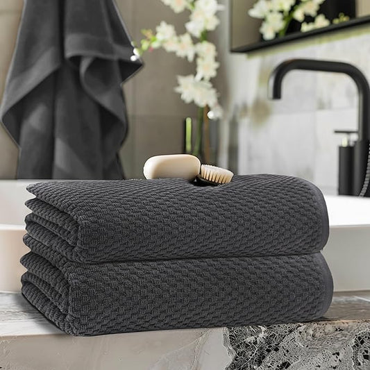 COTTON CRAFT Waffle Bath Sheets - Set of 2 Luxury Euro Spa Waffle Weave Bath Sheet Towels - 100% Ringspun Cotton Bath Sheet - Absorbent Quick Dry Bath Towel Sheet - Oversized 35 inch x 70 inch - Grey