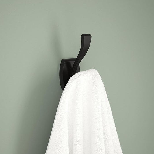 Delta Dansant (1-Pack) Towel Hooks Matte Black Double J Wall Mounted for Robes 2-Prong Holder, Bathroom Accessories DAN35-MB