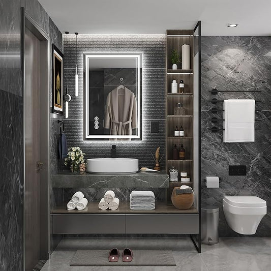 24x36 Inch Led Mirror for Bathroom with Front Light and Backlit, Bathroom Mirror with Led Lights, Vanity Mirror with Lights for Wall, Anti-Fog, Dimmable, Memory Function, Tempered Glass