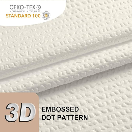 OVZME Berry Cream Shower Curtain, Embossed Textured Fabric Shower Curtain for Bathroom - Soft Cloth & Hotel Spa Luxury, Water Repellent, Machine Washable Shower Curtain, 72X72, Cream