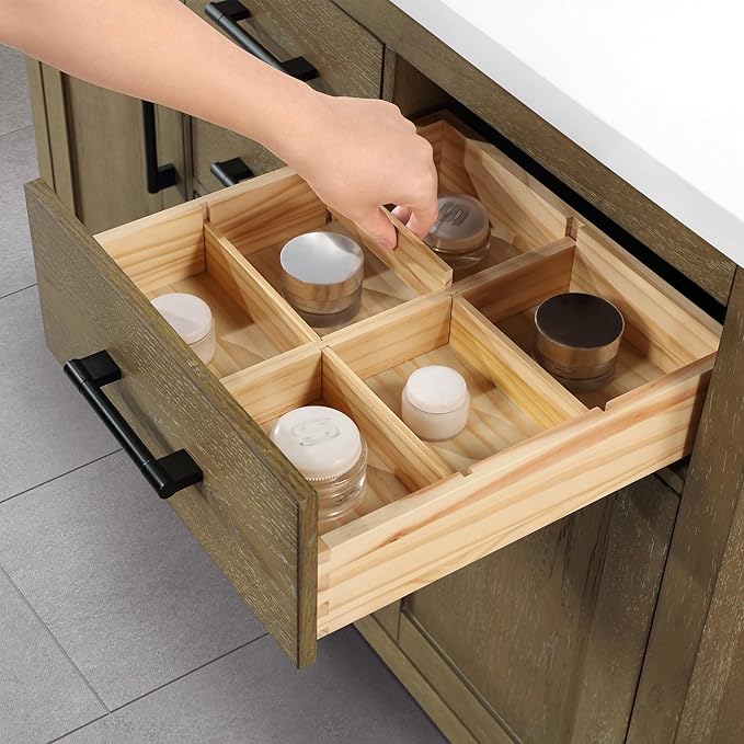 OVE Decors Bailey 48 in. Single Sink Freestanding Driftwood Oak Bathroom Vanity with White Quartz Top, Matching Backsplash and Power Bar