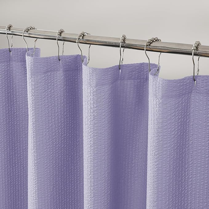 Lavender Stall Fabric Shower Curtain 36 x 72 Inch, Soft Waffle Small Shower Curtain for Bathroom with Texture for Narrow Stall Size, Machine Washable Water Resistance, Hotel Style