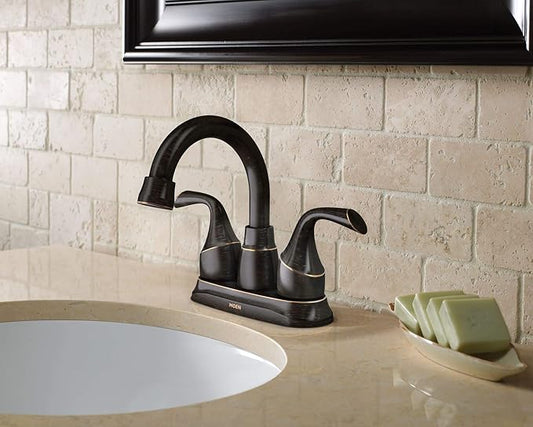Moen Idora Mediterranean Bronze Two-Handle Centerset Bathroom Sink Faucet with Drain Assembly, 84115BRB