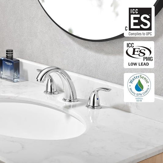 sumerain Widespread Bathroom Faucet 8 inch 3 Hole Bathroom Sink Faucet Chrome