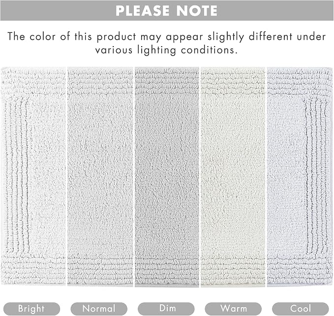 Madison Park Splendor Reversible 100% Cotton Bath Runner, 24 x 60, Grey | Tufted Bathroom Rug, 3000 GSM, Hotel Quality, Luxurious Plush, Medium Pile, Absorbent, Quick Dry, OEKO-TEX, Shower Room Décor
