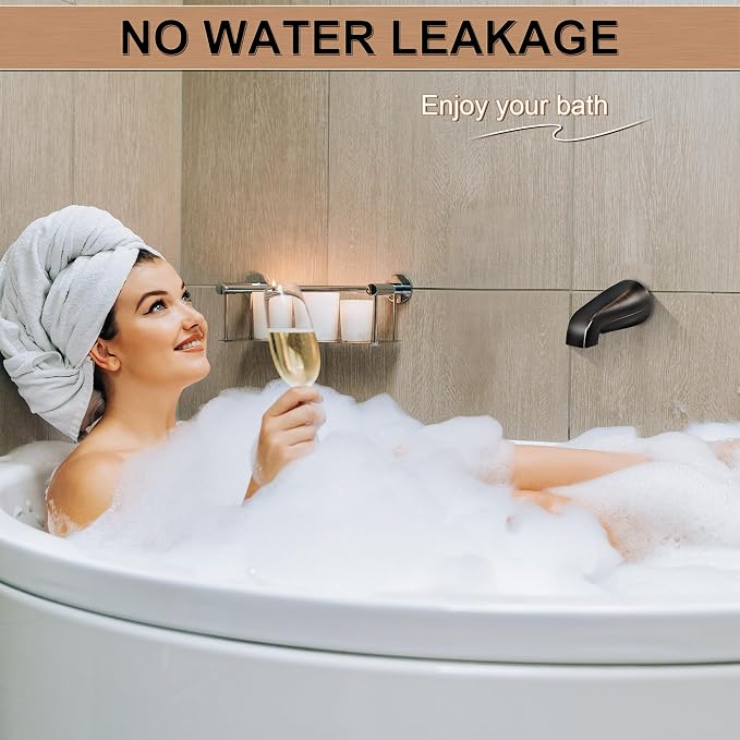 Dreyoo Universal Bath Tub Spout with Adapter, 5 Bathroom Bathtub Faucet Spout Without Diverter, Fits for 1/2'', 3/4'' IPS Inside Thread Connection and Tub/Shower Faucet Brands (Oil Rubbed Bronze)