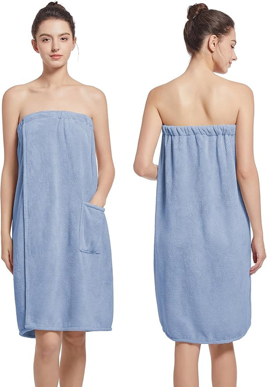 Women'S Soft Wrap Towel Full Length,Bath Robe After Shower Female Plush Long,Spa Bathrobes Lightweight With Pockets