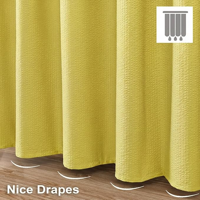 Small Stall Shower Curtain - Embossed Textured Bathroom Curtain, 36 x 72 Shower Curtain for RV Camper, Machine Washable Water Resistance, Lemon Yellow