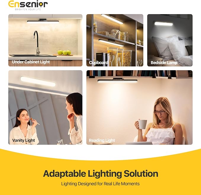 14" Rechargeable Vanity Light Bar, Mirror Lights with Remote Control,2 Pack | Stick-on, Dimmable, Eye-Friendly, 3 Colors Modes CRI85+, Battery Display, Wireless, 130° Rotatable Magnetic, 2500mAh