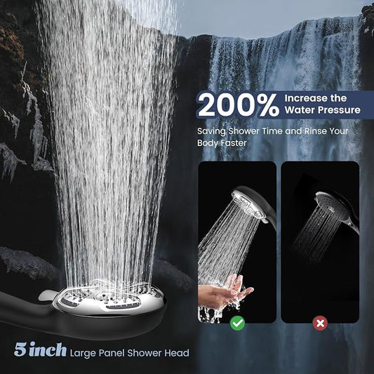 FEELSO Filtered Shower Head with Handheld, High Pressure 7-Spray Showerhead | Shower Filter Head for Hard Water, Remove Chlorine, Reduce Dry Itchy Skin, Anti-clog Nozzles, Power Wash to Clean Tub&Pet