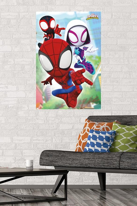 Trends International Marvel Spidey and His Amazing Friends - Webs Wall Poster, 22.37" x 34.00", Premium Poster & Mount Bundle