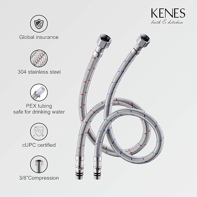 KENES Brushed Nickel Vessel Sink Facuet Single Handle Tall Bathroom Sink Faucet Vanity Bathroom Faucet Basin Mixer Tap with Water Supply Hose and Pop Up Sink Drain, LJ-9031A