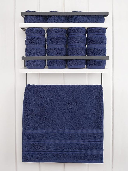 American Soft Linen Luxury Hand Towels for Bathroom, 600 GSM Heawy Weight 16x28 Size 100% Cotton Turkish 4 Piece Hand Face Towel Set, Navy Blue Hand Towels