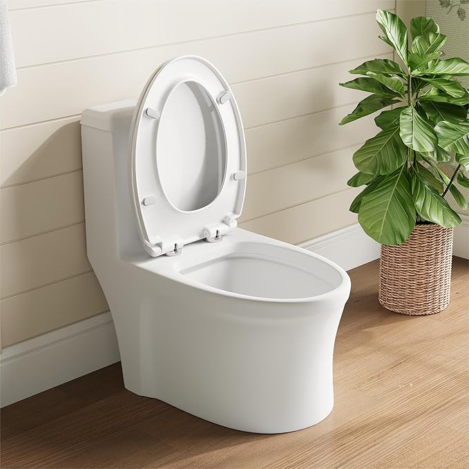 Toilet Seat Round, American Standard, Slow Close Lid, Quick Release Hinges, Non-Slip Bumpers, Easy Install & Clean, Never Loosens Design