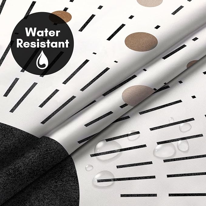 Americanflat 72x75 Hookless Shower Curtain - Water-Resistant Modern Boho Shower Curtain with Sheer Panel, Snap-in Liner, and Grommets - 100% Polyester - Black, Bronze, and White