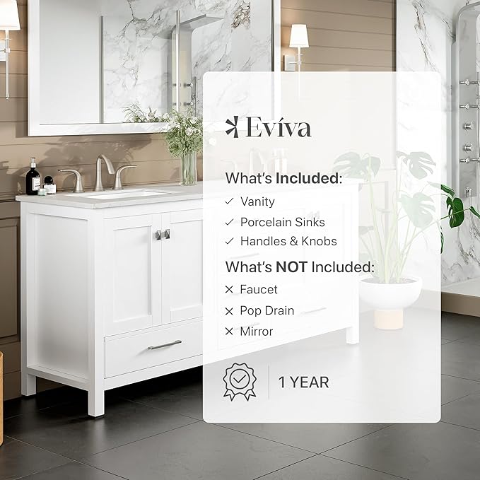 Eviva Aberdeen 72 in. White Double Sink Bath Vanity with Carrara Quartz Top and Undermount Porcelain Sinks
