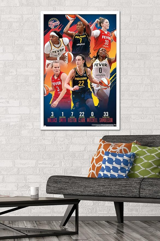 Trends International WNBA Indiana Fever -Team 24 Wall Poster, 34L x 22.4W, White Framed Version