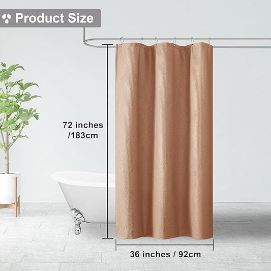 OVZME Small Stall Shower Curtain - Embossed Textured Bathroom Curtain, 36 x 72 Shower Curtain for RV Camper, Machine Washable Water Resistance, Coral