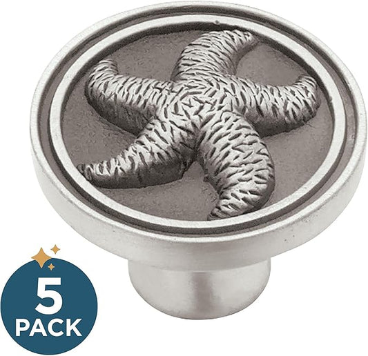 Franklin Brass 5 Pack Brushed Pewter Cabinet Knobs 1-7/16 inch (37mm) Kitchen Cabinet Handles and Drawer Knobs for Cupboards, Dressers, Furniture, Bathroom Vanity | Seaside Cottage