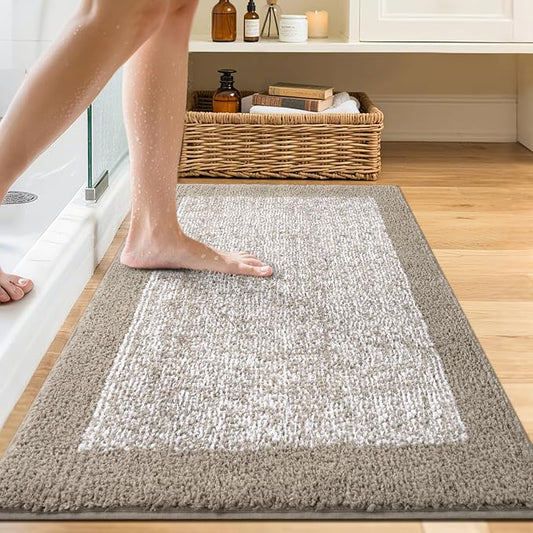 48x24 Long Bathroom Rugs Non Slip Washable, Large Bath Rugs for Bathroom Floor Tub,Soft Absorbent Quick Dry Bath Mats for Shower, Bathtub, Home Decor(Greige)