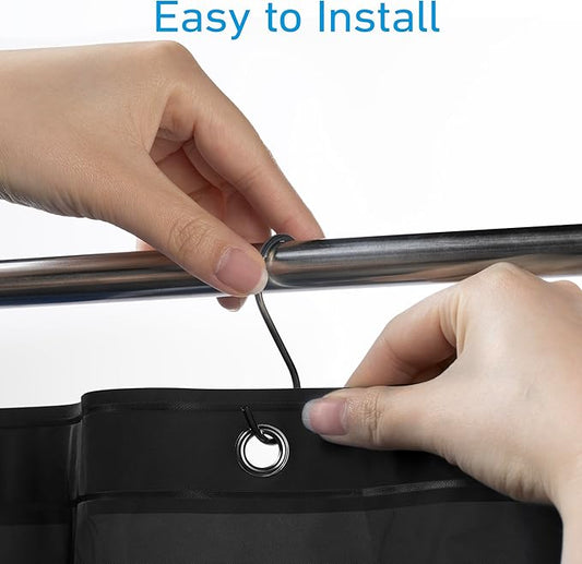 EHZNZIE Shower Curtain Liner Light Weight PEVA, Shower Liner 72x72 Inches, Waterproof, No Chemical Smell with 12 Rust Proof Metal Grommets for Bathroom Shower Curtain, Black