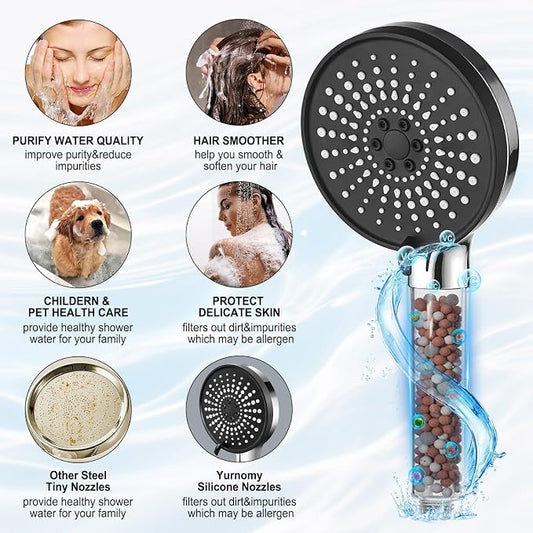 8 Inch Filtered Shower Head,Rain Shower Head with Handheld Spray Combo for Hard Water,Long Shower Hose