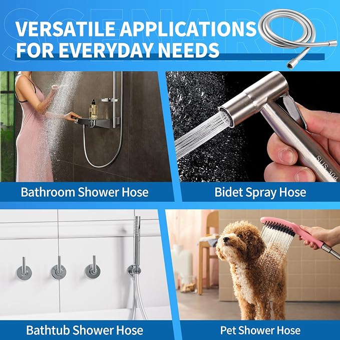 Extra Long Replacement Shower Hose Extension Handheld Shower Head Hose 90 Inches Flexible and Durable with Brass Insert and Nut