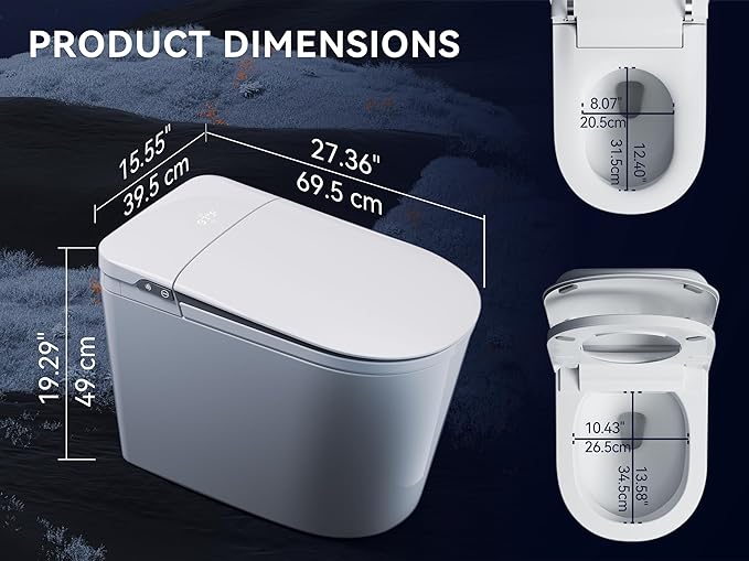 MEJE Smart Toilet with Auto Open/Close, ADA Comfort Height, Auto Flush, Blackout can Flush, Heated Seat,One Piece Elongated Bidet Toilet with Tank Built in