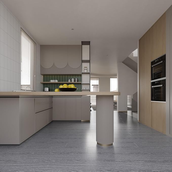 Hilarious Peel and Stick Vinyl Floor Tiles, Dark Gray Wood Look, 36 Planks Cover 54 Sq.Ft Waterproof Self-Adhesive Flooring for Kitchen Bathroom, Living Room, RV, Modern Style Vinyl Flooring, Easy DIY