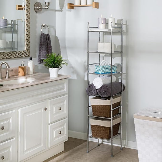 Honey-Can-Do BTH-03484 6 Tier Metal Tower Bathroom Shelf, 12.6†L x 11†W x 59.8†H, Chrome